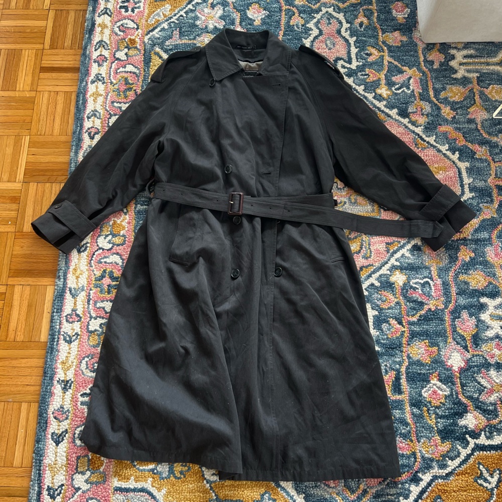 Vintage black men’s Christian Dior belted trench coat